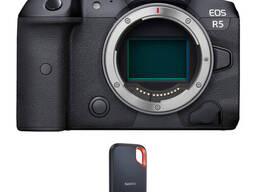 Korpus aparatu bezlusterkowego Canon EOS R5 z zestawem przenośnej pamięci masowej