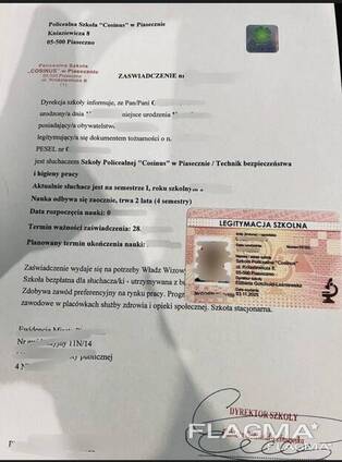 Справка студента из ВУЗа и Полицеальной школы | Статус студента в Польше