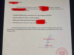 Статус/довідка студента в Польщі для роботи